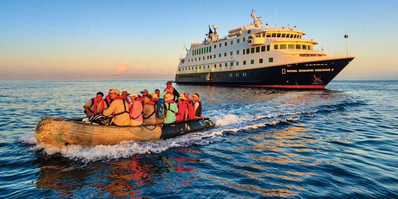 A luxury vessel offering Galapagos cruises for seniors with easy Zodiac boarding.